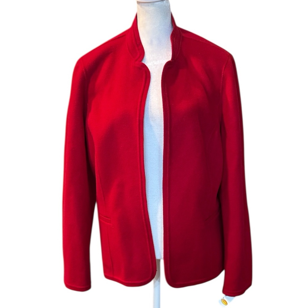 Talbots Vibrant Red Women's Wool Blazer Open‎ Front NWT